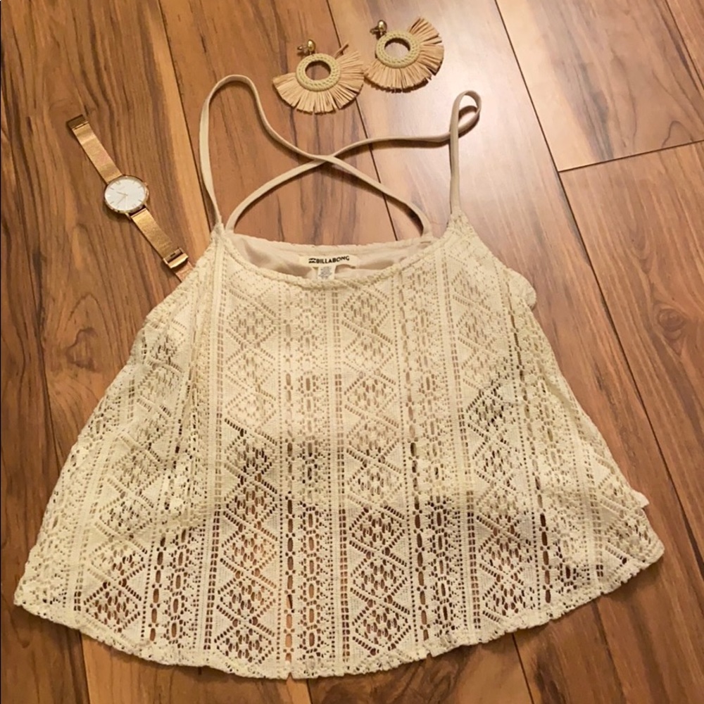 New Billabong lace cream tank top